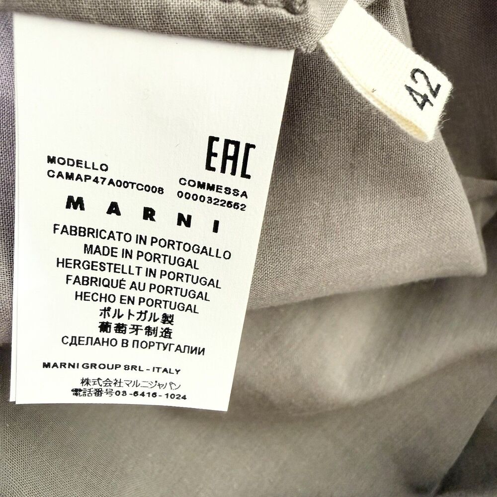 Marni Mock Neck Cotton Top Gray Peplum 3/4 Sleeve Minimalist Size 42 - Picture 7 of 10